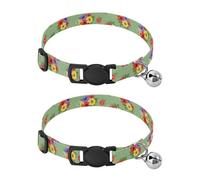 Bouquets Wildflowers Red Decorative Pet Collar with Bell 2 Pack Pet Collars Adjustable 10.6 to 17.1 Inches