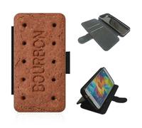 Bourbon biscuit phone case wallet For Apple iPhone/For Samsung Galaxy Silicone rubber holder flip case, PU leather back panel, card slots. Phone cover novelty gift Black