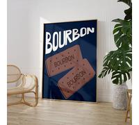 Bourbon Biscuit Print Wall Posters Art A5 A4 A3 A2 A1 Maxi Home Decor Unframed Nostalgic Trendy Artwork - 9118 Navy (A6-105 x 148 mm)