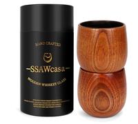 Bourbon Gifts for Men, 2 Pack Charred Whiskey Cup, 10oz Wooden Bourbon Drinking Glass, Whiskey Tumbler Accessories Cool Birthday Gift for Boyfriend Husband Dad Him Brother Who Have Everything