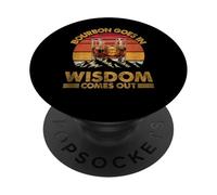 Bourbon Goes In Wisdom Comes Out Retro Sunset Whiskey Glass PopSockets Adhesive PopGrip
