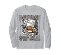 Bourbon Is My Spirit Animal Kentucky Whiskey Funny Drinking Long Sleeve T-Shirt