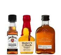 Bourbon Miniature Trio Discovery Gift Set | Jim Beam, Woodford Reserve & Maker’s Mark | Premium Whisky Gift 3 Miniature Bottles 5cl