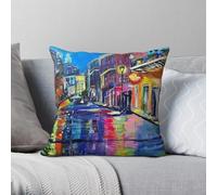Bourbon Street New Orleans Pillowcase Polyester Linen Velvet Printed Zip Decor Room Cushion Cover