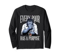 Bourbon Whiskey Every Pour Has A Purpose Gorilla Cigar Lover Long Sleeve T-Shirt