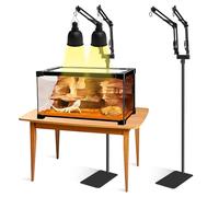 BOURDSERK Dual Arm Reptile Lamp Stand,Adjustable 15.7-74in, Heavy Base | Multi-Lamp,Holds 2 Dome Lampshades,2.3 pound weighted base