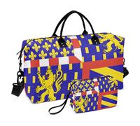 Bourgogne Franche Comté Flag Duffel Bags for Traveling & Make up Pouch Set, Cartoon Women Carry on Bags for Airplanes Luggage Duffle