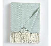 BOURINA Herringbone Sofa Throw Blanket Faux Cashmere Lightweight Soft Cozy Couch Bed Chair Fringe Throw Blankets 127 x 152cm,Aqua