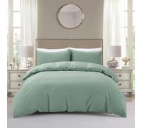 BOURINA Waffle Bedding Set Single, Soft Breathable Microfibre Quilt Cover with Pillowcases, Modern Green Bedding