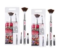 Bourjois Multi-Brush Nail Art Set - Pack of 2 for Women 3 Pc Set Fan Brush, Shader Brush, Liner Brush