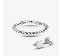 Bourne and Wilde Bourne Mens Double Curb Chain Bracelet & Cufflinks Set USS-784S8.5L2.5&SCUFF277