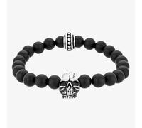 Bourne and Wilde Mens Black Agate Skull Bead Bracelet UR06-06