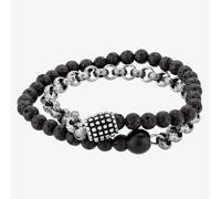 Bourne and Wilde Mens Black and Silver Double Bracelet OSB-1681SGR