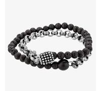 Black and Silver Double Bracelet OSB-1681SGR Bourne and Wilde Black 21cm