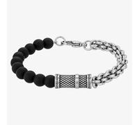 Bourne and Wilde Mens Black Bead and Chain Bracelet OSB-1564SBK