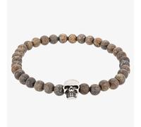 Bourne and Wilde Mens Bronzite Bead Skull Bead Bracelet OSB-1608SBN