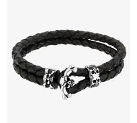 Bourne and Wilde Mens Double Black Leather Skull Bracelet UR15-05