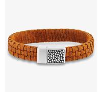 Bourne and Wilde Mens Tan Brown Woven Leather Bracelet OSB-2257SBN