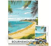 Bournemouth Beach Illustration 1000 Pieces Jigsaws Adults Puzzles Mind Power Mind Calming Fun Uniform Edges (50X75CM)