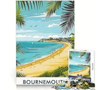Bournemouth Beach Illustration Teenagers 1000 Piece Jigsaw Puzzle Brain Development Mindful Escape Clean Join Festive Surprise (38X52CM)