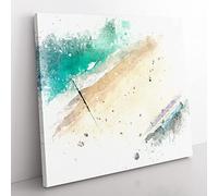 Bournemouth Beach in Abstract Modern Canvas Wall Art Print Ready to Hang, Framed Picture for Living Room Bedroom Home Office Décor, 50x50 cm (20x20 Inch)