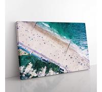 Bournemouth Beach Painting Modern Art Canvas Wall Art Print Ready to Hang, Framed Picture for Living Room Bedroom Home Office Décor, 50x35 cm (20x14 Inch)