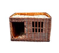 Bousige Dog Bed for Large Medium Small Dogs, Multifunction 2-Layer Pet Dog Bed Rattan Nesting Dog Cave Bed Dog Basket with Cotton and Cooling Mattress(C,66X48X40X50CM)