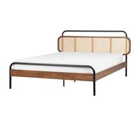 Beliani Bed Rattan Boussicourt 180 X 200 Cm (Eu Super King) Dark Brown