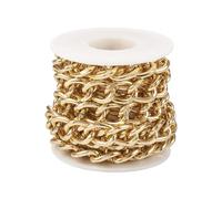 Boutgiem 2M Aluminium Curb Chains Unwelded Twisted Chains Golden Chunky Chain Link 17x13x3mm for DIY Jewellery Making