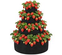 BOUTICOL 4 Tiered Black Fabric Strawberry Planter 36 28 20 12 inch Strawberry Tower Planter Stackable Planters Strawberry Grow Kit