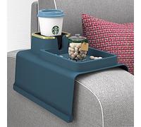 BOUTICOL Couch Tray Sofa Arm Cup Holder Tray Coaster Holder Silicone Anti-Spill and Anti-Slip Armrest Cup Holder Suit for Armchair, Sofa, Recliner, Couch Remote Control and Phone Organizer (Blue)