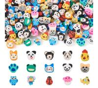 Boutiem 150Pcs Animal Clay Beads Cute Panda Cat Rabbit Dog Monkey Shaped Beads for DIY Necklace Bracelet Jewelry Making