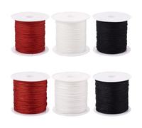 Boutigem 0.6mm 0.8mm Nylon Cord String Beading Threads Nylon Bracelet Rope for DIY Macrame Braided Bracelet Necklace Jewelry Making Chinese Knotting Cord Black White Red