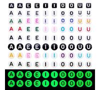 Boutigem 1000Pcs 40 Styles Acrylic Glow in The Dark Vowel Letter Beads, Cube & Flat Round Luminous A E I O U Alphabet Beads DIY Friendship Bracelet Necklace Earring Home Decor for Jewelry Making