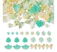Boutigem 100G Green Acrylic Assorted Beads: Butterfly, Flower, Bowknot, Rose Shapes for Jewelry Making DIY Crafts