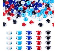 Boutigem 100Pcs 5 Colors Evil Eye Lampwork Beads, Rondelle Handmade Colorful Glass Crystal Beads Ornament Home Party Decor for DIY Bracelet Necklace Keychain