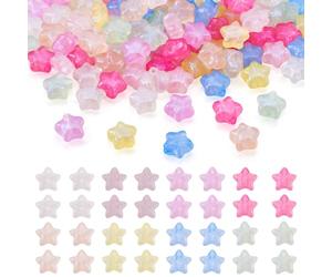 Boutigem 100pcs Luminous Acrylic Star Shape Transparent Glow in The Dark Beads for Bracelet Necklace Jewelry Making DIY