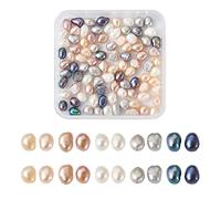 Boutigem 100Pcs Rice Oval Pearl Beads 4~6.5mm Natural Cultured Freshwater Beads for Jewellery Necklace Earring Wedding Craft Making Decor