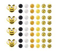 Boutigem 100pcs Silicone Round Beads 15mm Eco-Friendly Beads with Polka Dot & Stripe Pattern for Jewelry Making Craft Accessories