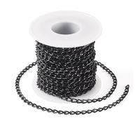 Boutigem 10M Aluminium Curb Twisted Chains 7.5x4.2x1mm Black Metal Cross Cable Chain Link with Spool for Pendant Necklace Bracelet Jewellery Making DIY