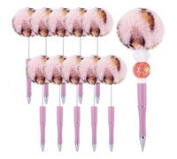 Boutigem 10Pcs Plush Ball Beaded Pens Cute Pom Pom Pen Fluffy Plastic Bead Pen for Office School Writing Students Teacher Party Wedding Supplies, Flamingo