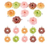 Boutigem 10Pcs Resin Donut Charms Cute Doughnut Pendants Colorful Imitation Sweet Food Charms Lovely Dessert Hang Ornament for DIY Crafts Earring Keychain Jewelry Making