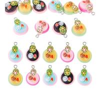 Boutigem 10Pcs Resin Fruit Cake Charms Cute Flat Round Cake Dangle Pendants Handmade Imitation Sweet Food Charms Dessert Hang Ornament for DIY Crafts Keychain Earring Jewelry Making