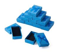 Boutigem 12 Pack Deep Sky Blue Jewelry Gift Boxes Empty Jewelry Boxes Rectangle Cardboard Paper Present Case Festival Gift Package Boxes for Bracelet Necklace Earring Ring, 3.35 x 2.44 x 1.18 Inch