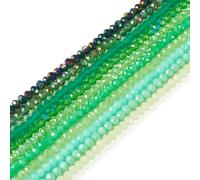 Boutigem 1200Pcs 4mm Faceted Rondelle Glass Beads Green Theme Tiny Crystal Round Loose Beads for Necklace Bracelet Earring Jewelry Making DIY Crafts