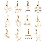 Boutigem 12Pcs 12 Constellations Charms Golden Zodiac Sign Charms
