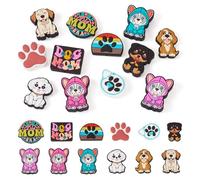 Boutigem 12Pcs Dog Theme Silicone Focal Beads Cartoon Animal Puppy Silicone Focal Beads Dog Paw Print Soft Rubber Loose Bead For Beadable Pen Key Chain DIY Jewelry Making