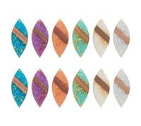 Boutigem 12Pcs Horse Eye Wooden Earring Charms Natural Wood Resin Charms Leaf Shape Walnut Wood Big Pendants For DIY Jewelry Making
