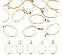 Boutigem 12Pcs Oval Hollow Frame Pendants 18K Gold Plated Stainless Steel Open Back Bezel Pendants Golden Oval Shape Bezel Blank Trays for DIY Resin Pressed Flower Necklace Earring Keychain Making