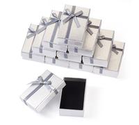 Boutigem 12Pcs Small Rectangle Paper Jewelry Gift Boxes With Bowknot 8.3x5.35x2.7cm For Necklace Earring Ring Jewelry Packaging Box